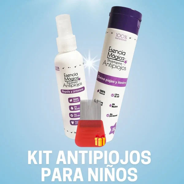 KIT TRATAMIENTO ANTI-PIOJOS (Shampoo y Repelente) + PEINE DE 🎁OBSEQUIO🎁