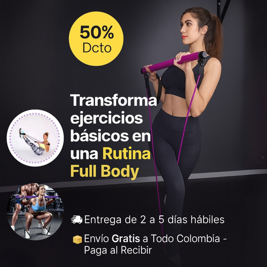Barra Pilates Portátil  Bandas Elastica - VibraFit ¡OFERTA!