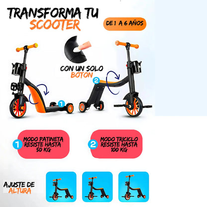 Scooter Monopatín 3 En 1