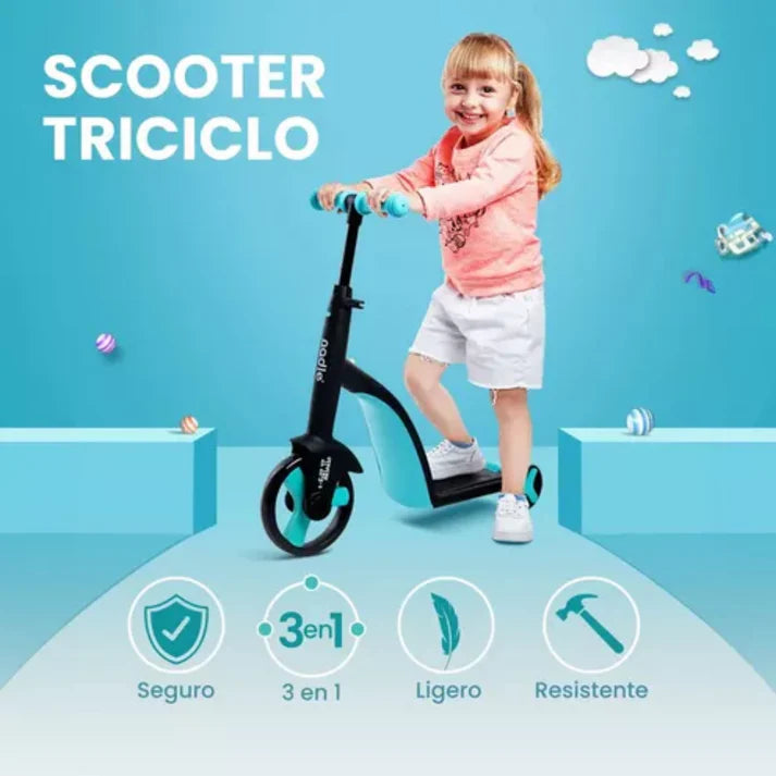 Scooter Monopatín 3 En 1