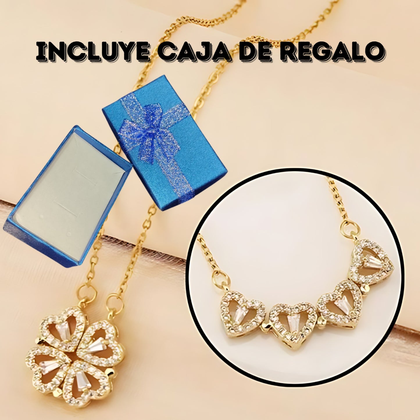 SUPER COMBO SAN VALENTIN 💘 COLLAR + ANILLO DE TREBOL ☘ + CAJA REGALO 🎁